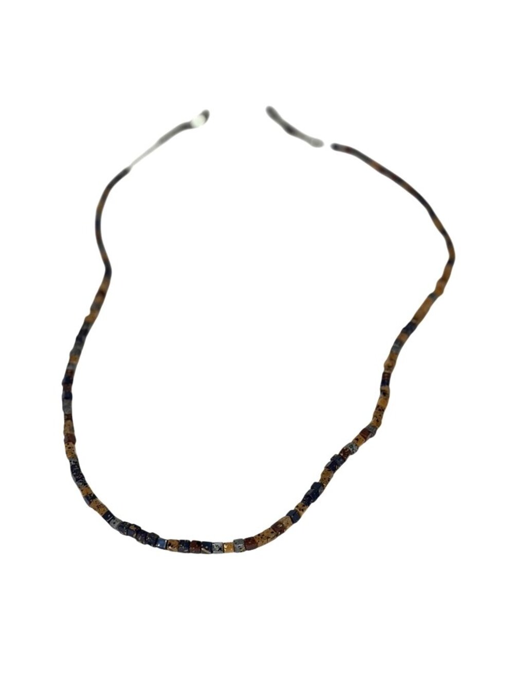 Beaded Necklace Square Beads Multicolor gold speckled Brown Black